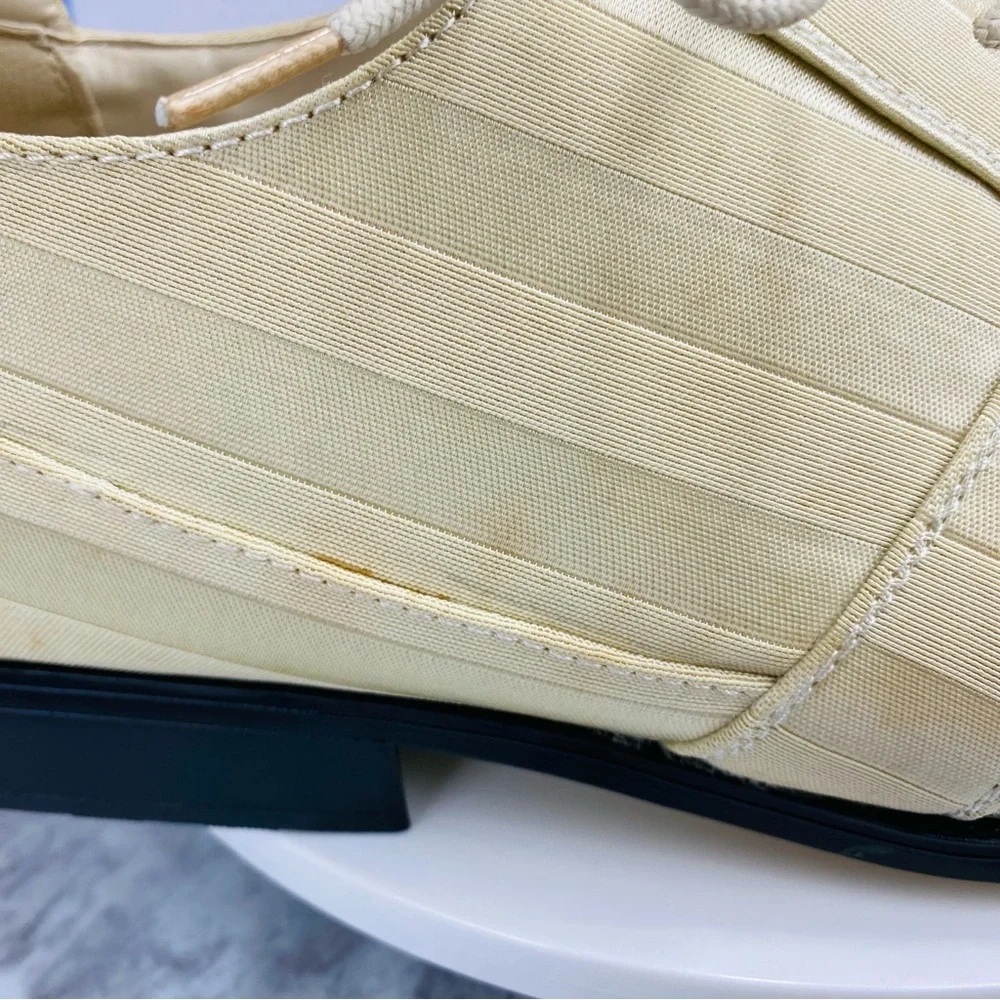 Hugo Vitelli Oxfords Men 15 Ivory Beige Groom Lace Up Formal Stripped Breathable